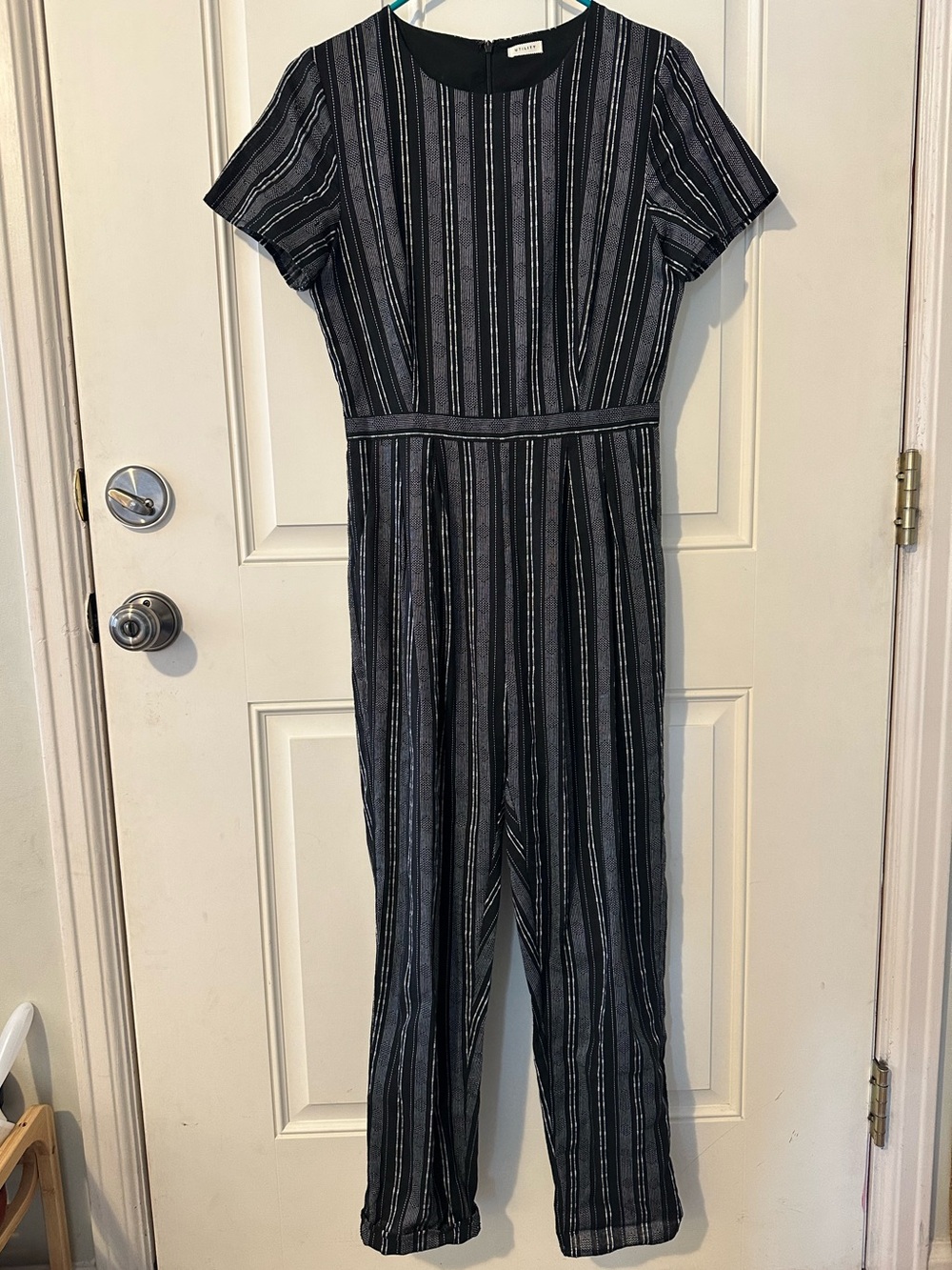 Black and white striped jumpsuit with pockets!